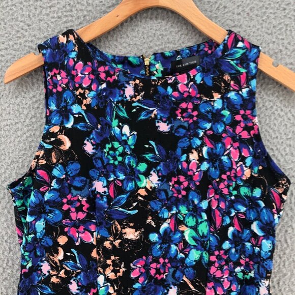 The Limited Dress Womens 2 Blue Multi Floral Mini Shift Ruffle Flare Hem Stretch - Picture 2 of 10